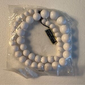Vintage White Lucite Beaded Necklace - Graduated Beads, New with Tags